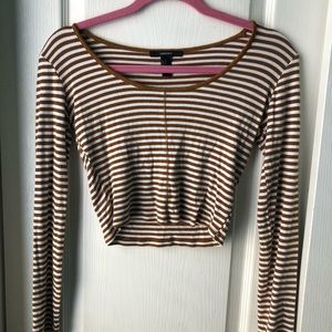 Forever 21 brown and white striped top